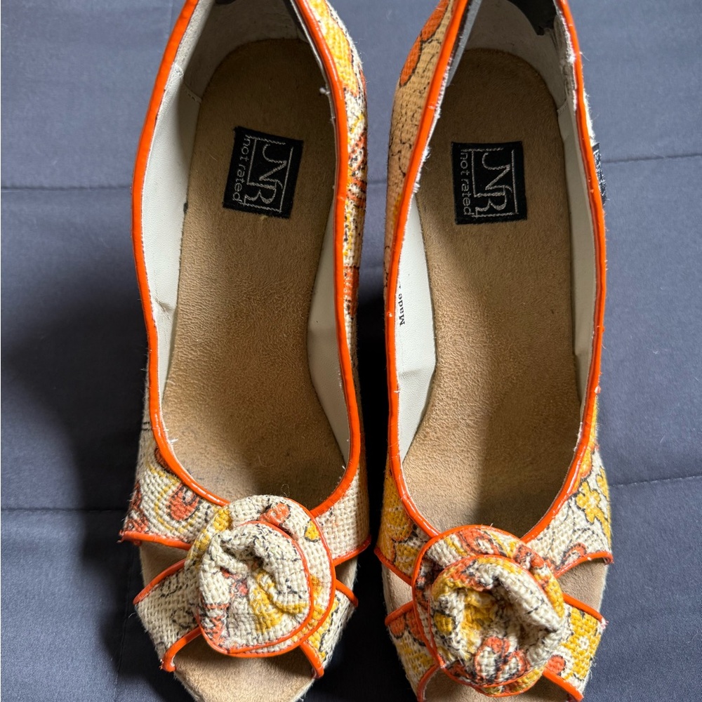 Women's Orange Peep Toe Shoes